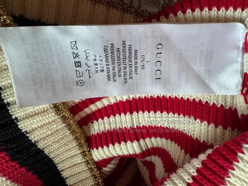 Gucci Gucci Red and white striped knitted cardigan coat Size L / US 10 / IT 46 - 4 Thumbnail