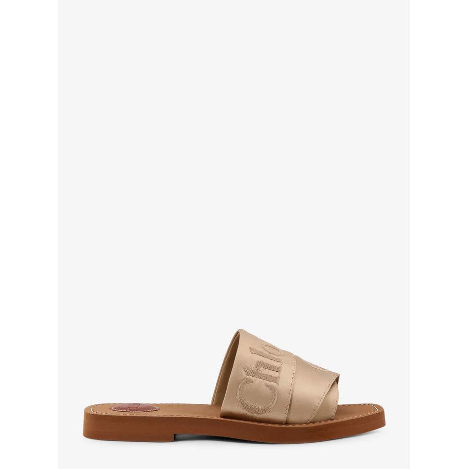 Chloe Beige Slide Sandals New )