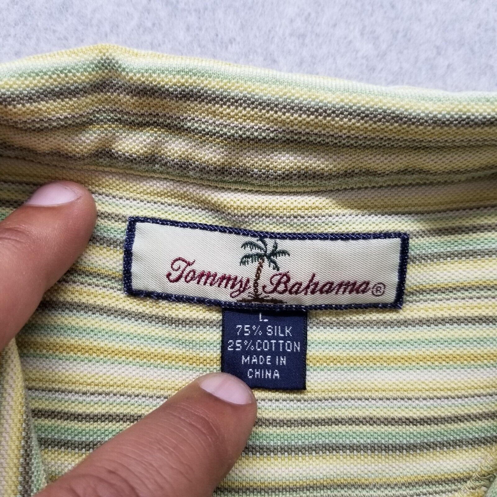 Tommy Bahama Tommy Bahama Polo Shirt Mens Large Striped Silk Blend Size US L / EU 52-54 / 3 - 6 Thumbnail