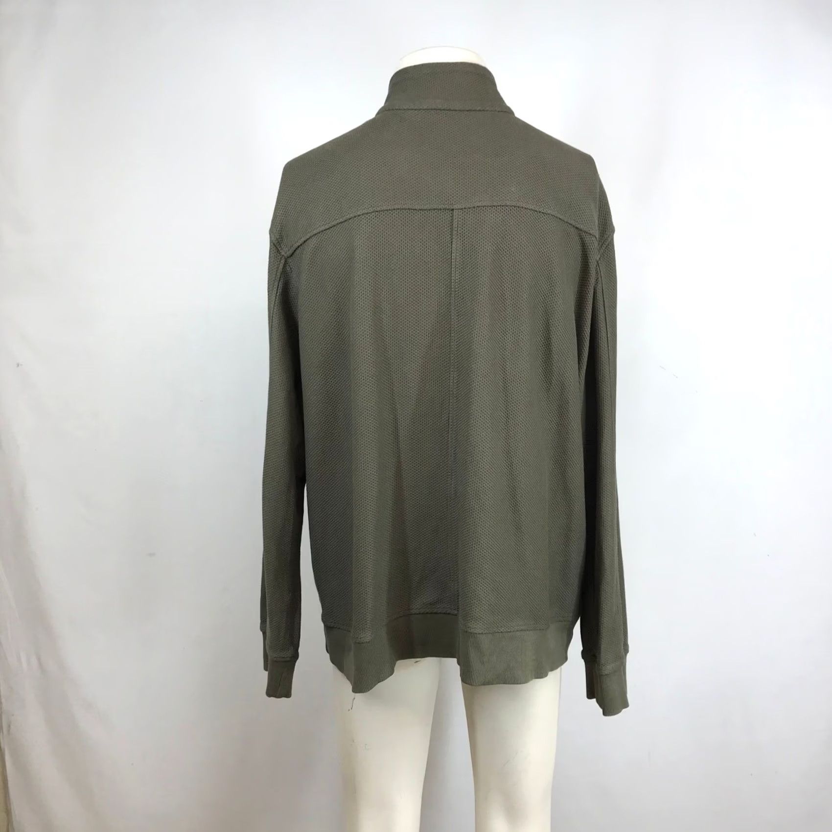 Banana Republic Banana Republic Mens XXL Olive Green Textured Cotton Full Zip Mock Neck Sweater Size US XXL / EU 58 / 5 - 5 Thumbnail