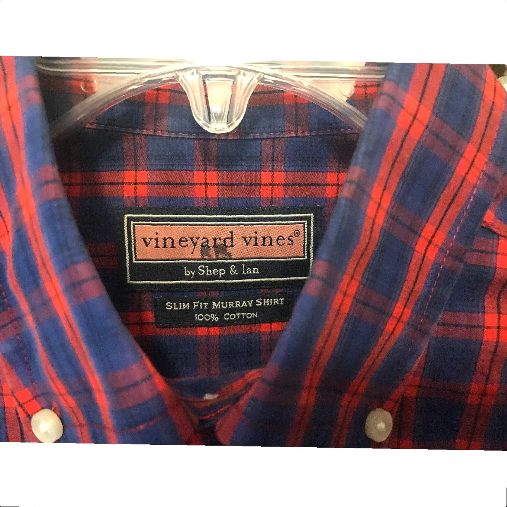 Vineyard Vines Vineyard Vines Slim Fit Murray Button Down Shirt Cotton Plaid M Red Men Shirt Size US M / EU 48-50 / 2 - 5 Thumbnail
