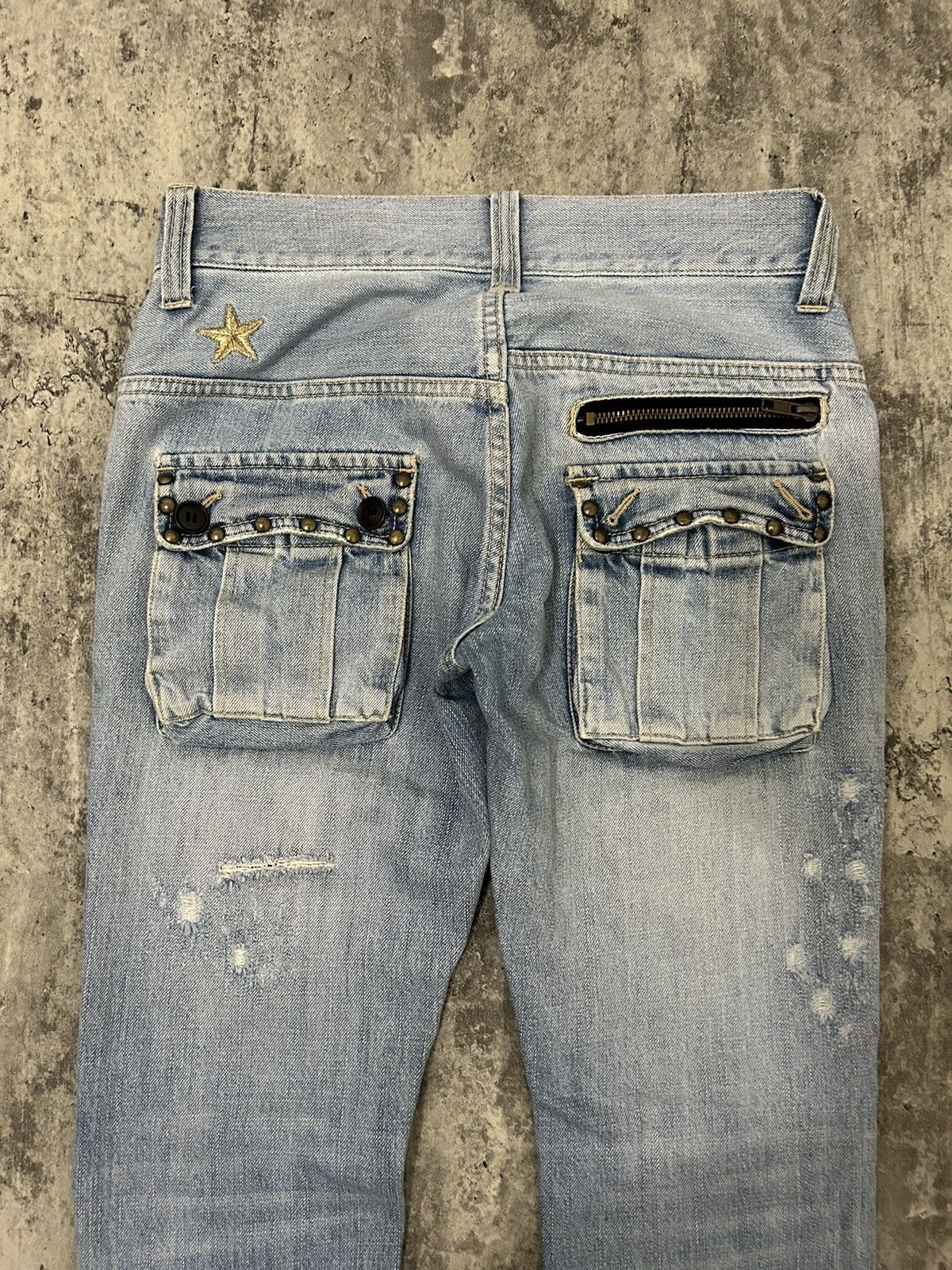 Hysteric Glamour × Japanese Brand × Seditionaries Word Wide Love Skull Ring Distressed Jeans Size US 30 / EU 46 - 6 Thumbnail