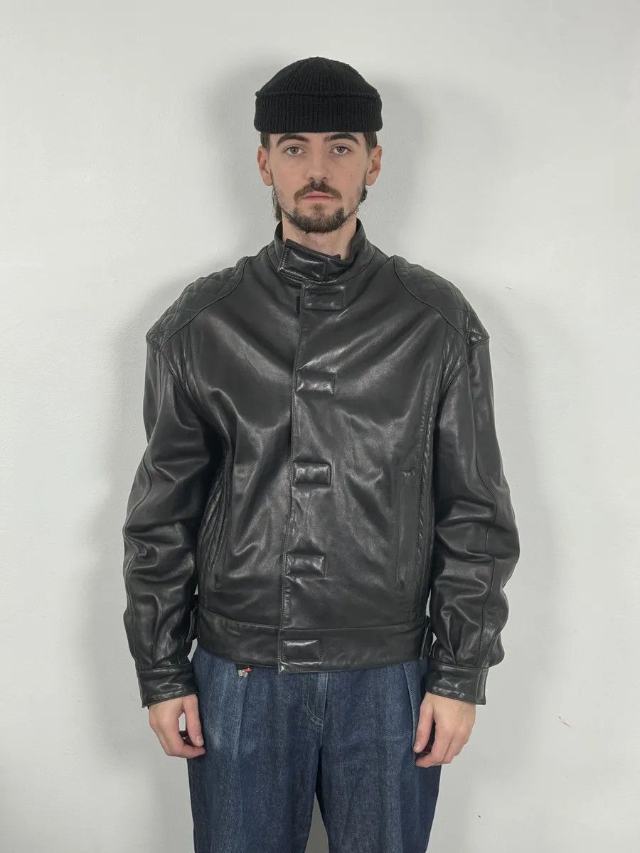 Claude Montana 1990s Claude Montana Black Padded Biker Leather Jacket Size US M / EU 48-50 / 2 - 5 Thumbnail