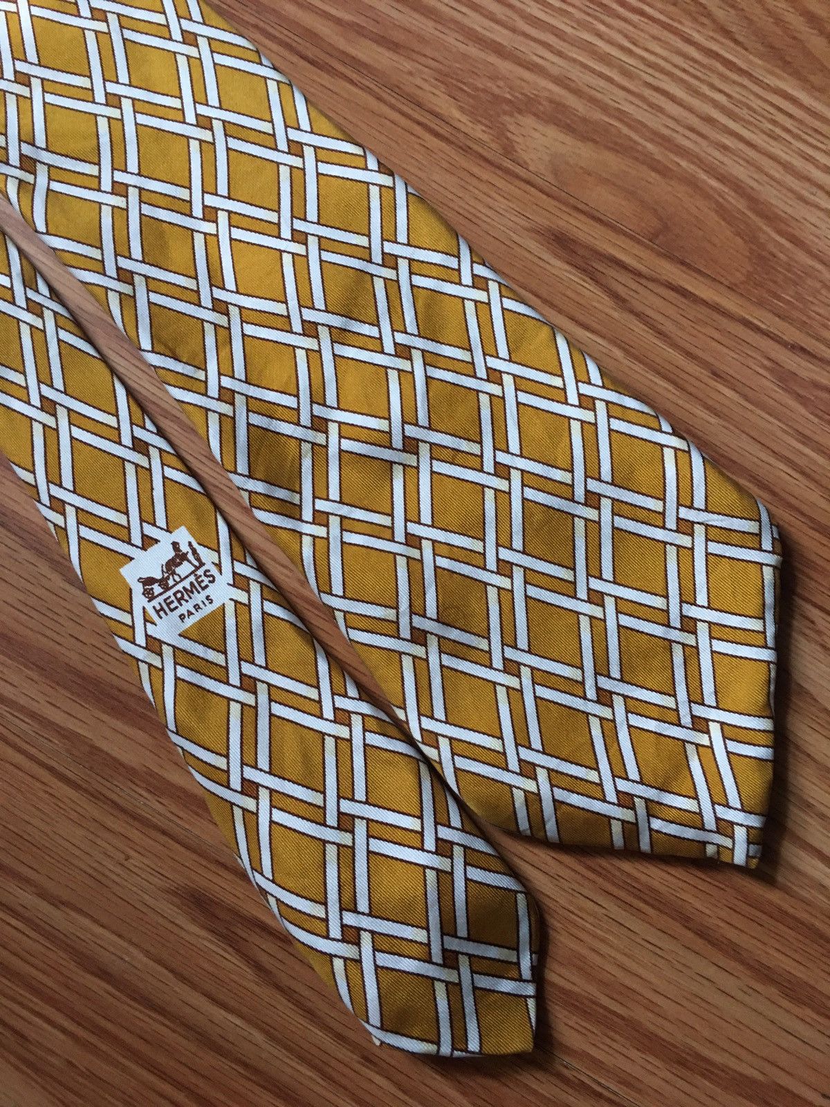 Hermes HERMES Paris Vintage Rhombus Pattern 363 EA Silk Mens Tie Size ONE SIZE - 2 Thumbnail