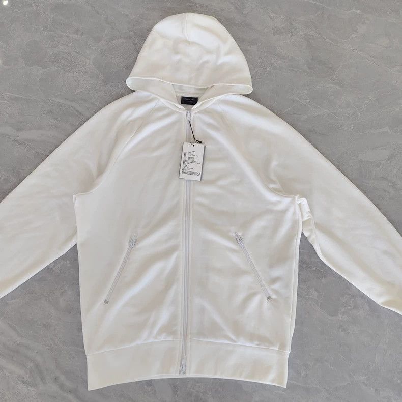 Balenciaga White Zip Hooded Sweatshirt Size S