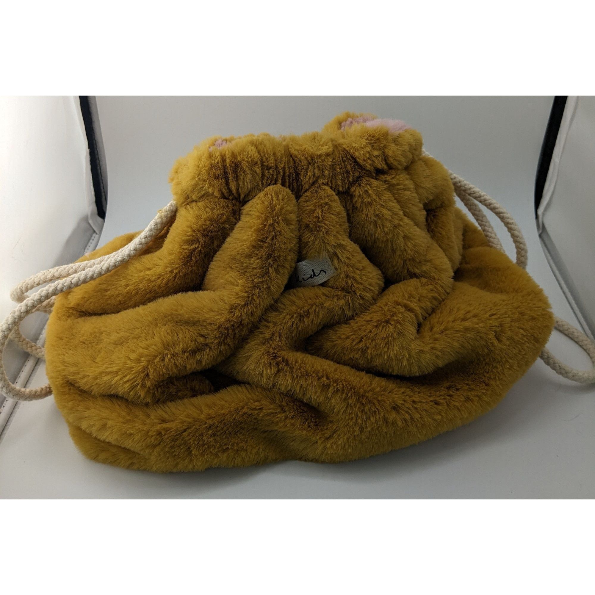 Zara Faux Fur Drawstring Bag Golden Brown Zara Kids 13x10 Inches Size ONE SIZE - 5 Thumbnail
