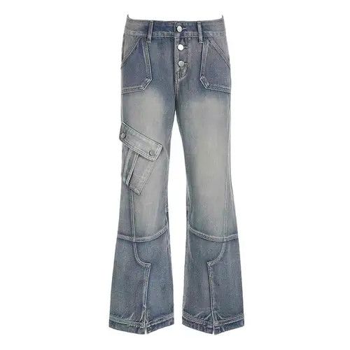 Jean Retro washed distressed irregular pocket cargo jeans Size 28" / US 6 / IT 42 - 4 Thumbnail