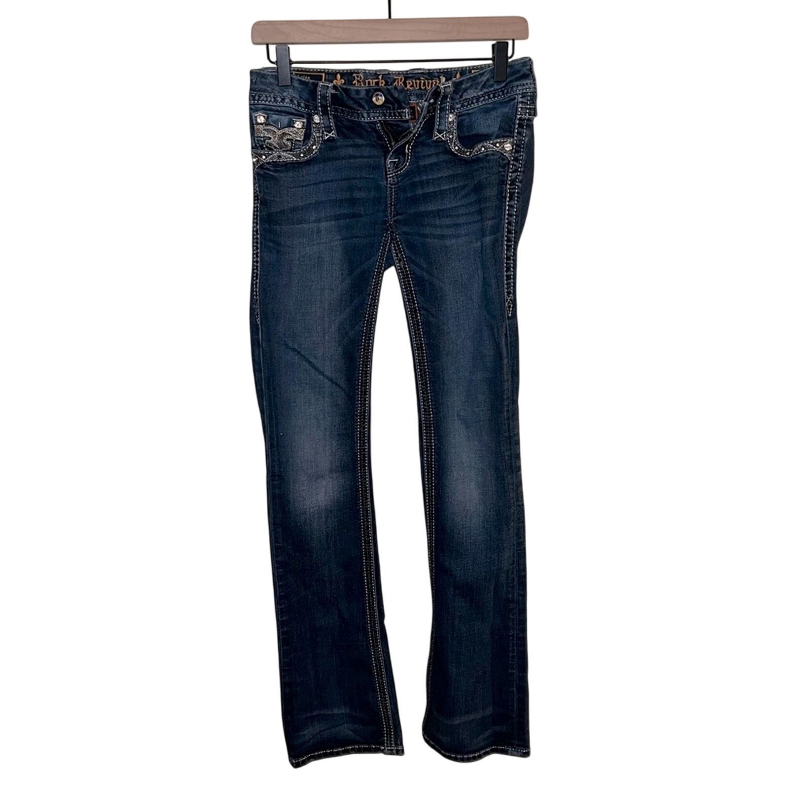Rock Revival ROCK REVIVAL Sapphire bootcut bedazzled jeans 25 Size 25" / US 0 / IT 36 - 1 Thumbnail