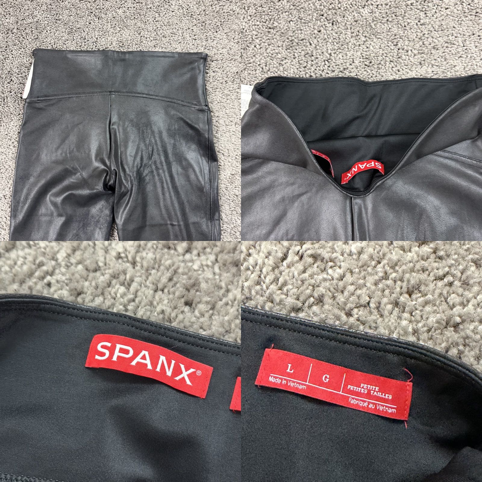 Spanx Spanx Leggings Women L Black Faux Leather Mid Rise Stretch 2437Q 26x24 Inseam 24 in Ankle Jeans? Size 36" / US 14 / IT 50 - 8 Thumbnail
