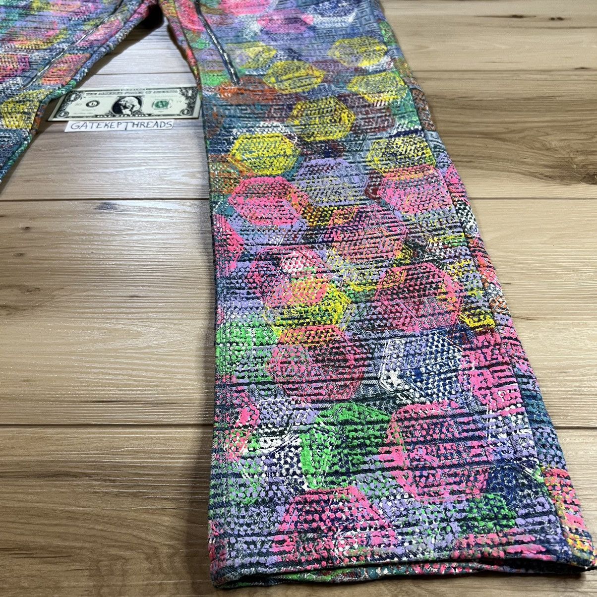 (B).Stroy × Givenchy 4G Monogram Paint Graphic Jeans Size US 33 - 6 Thumbnail