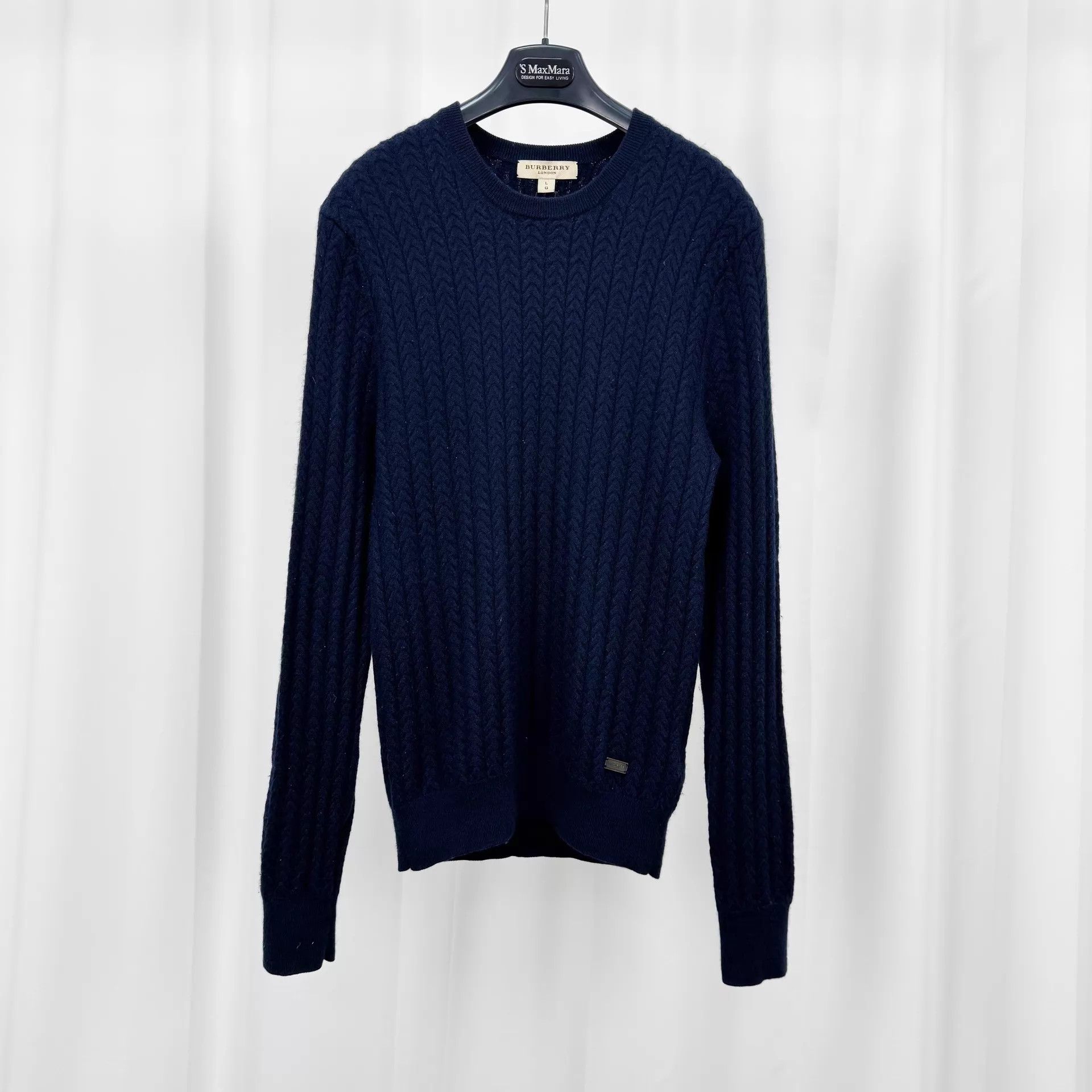 Burberry Burberry Logo Cable Knit Cashmere Sweater L Mint Size L / US 10 / IT 46 - 1 Thumbnail