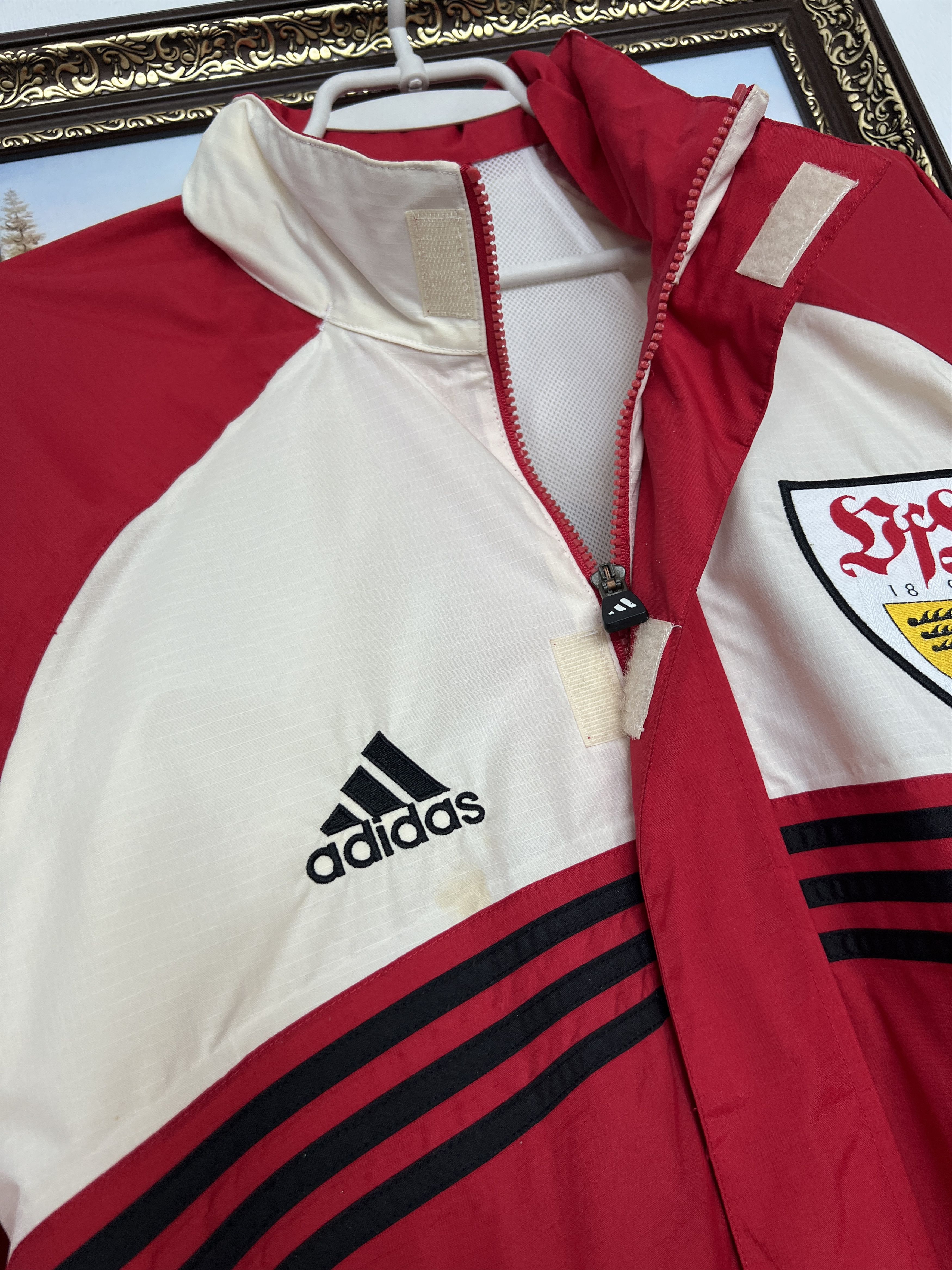 Adidas Vintage 90's Adidas VfB Stuttgart Football Jacket Soccer Size US L / EU 52-54 / 3 - 4 Thumbnail