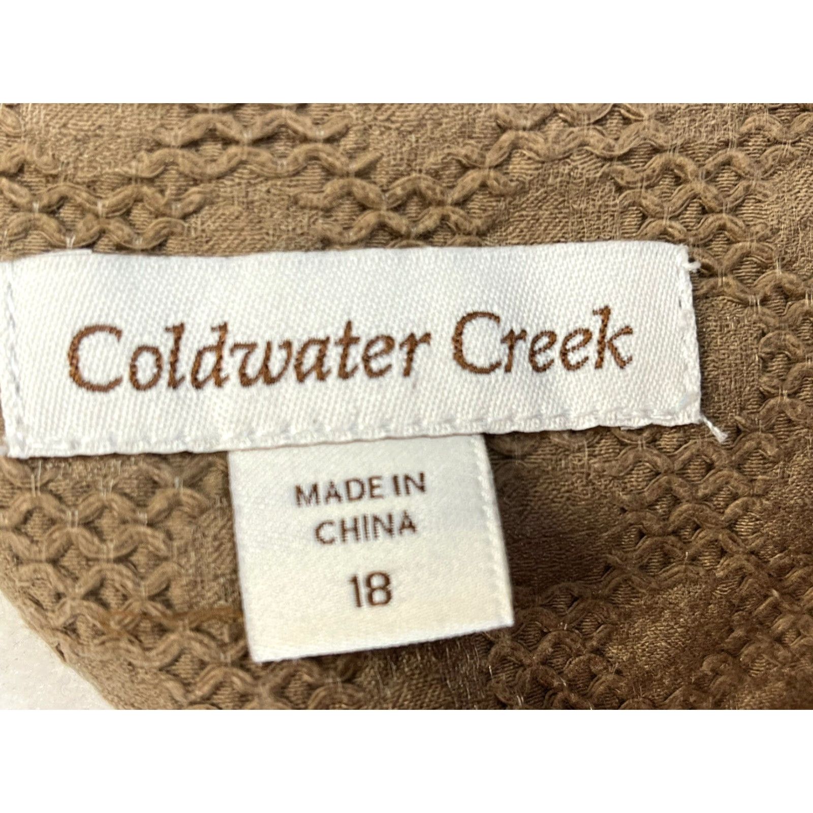 Coldwater Creek Coldwater Creek Women's Plus Size Tan Cotton Blend Open Front Jacket Size XXL / US 16-18 / IT 52-54 - 3 Thumbnail