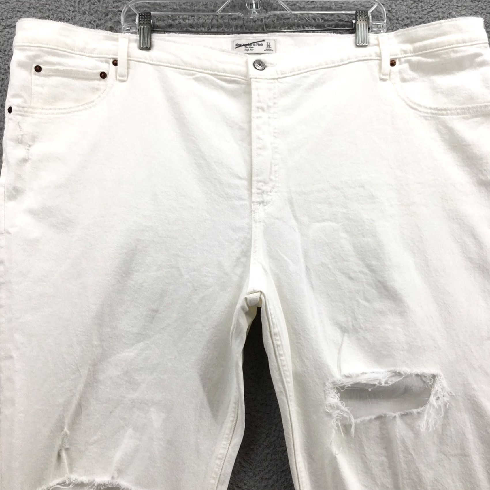 Abercrombie & Fitch Abercrombie & Fitch The Mom Jeans Womens 37/24s White Distressed Zip Fly Jeans Mens Womens? Size 25" / US 0 / IT 36 - 2 Thumbnail
