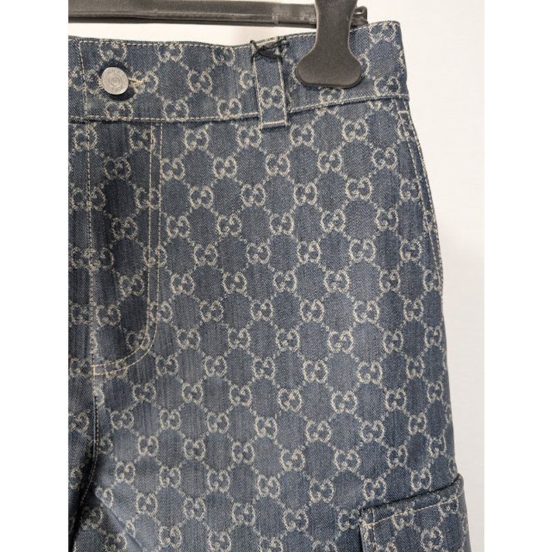 Gucci o1rshd1 Coated GG Denim Cargo Pant in Blue Size US 34 / EU 50 - 10 Thumbnail