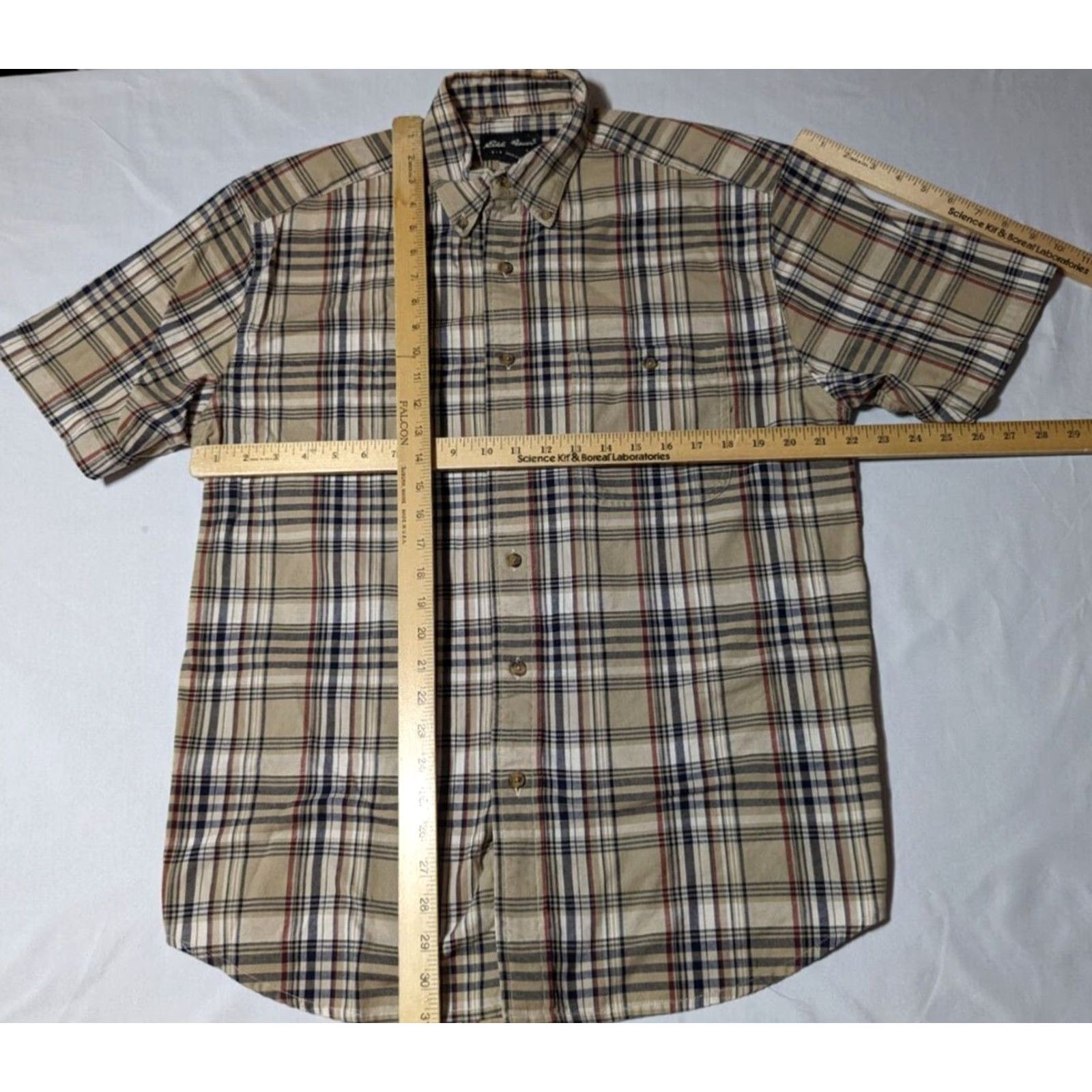 Eddie Bauer Eddie Bauer Button-Up Shirt Men Medium Khaki Brown Plaid 100% Cotton EUC Size US M / EU 48-50 / 2 - 7 Thumbnail