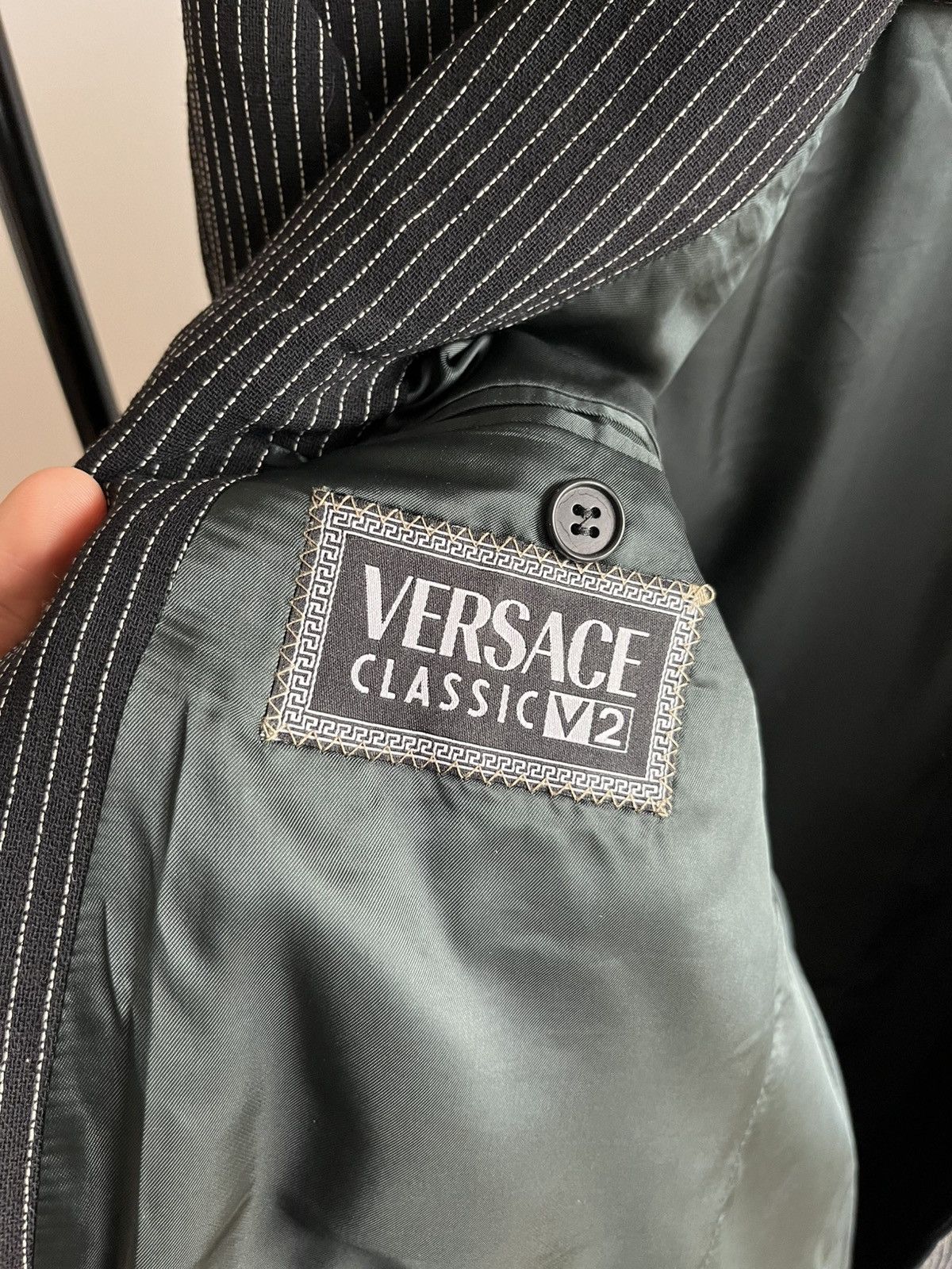 Versace Versace Classic V2 early 90s pinstripe wool blazer jacket Size 52R - 2 Thumbnail