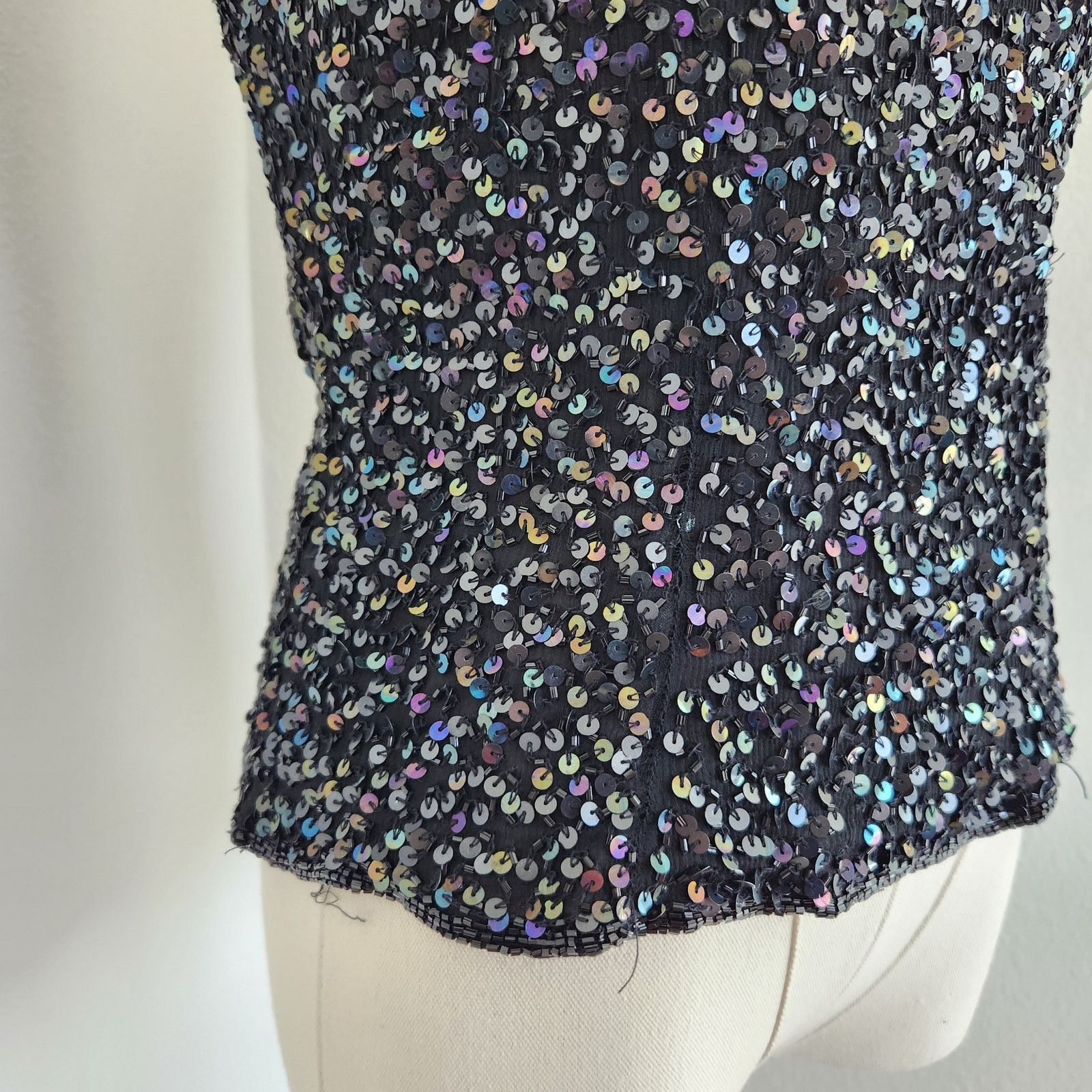 Vintage Vintage Black Iridescant Sequin Silk Embroidered Blouse S Size S / US 4 / IT 40 - 5 Thumbnail