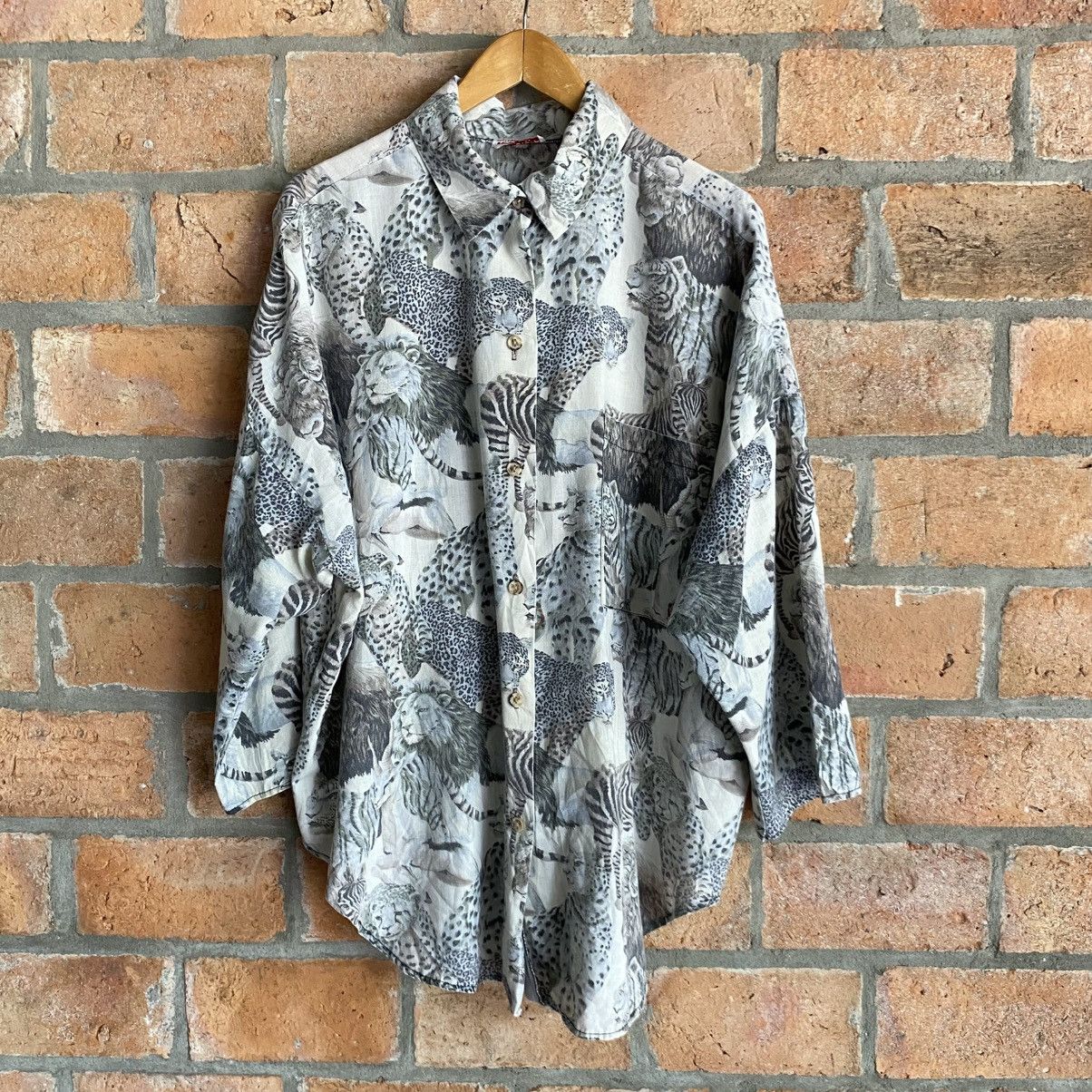 Vintage HOT STUFF Gray Safari Animal Print Shirt Size XL / US 12-14 / IT 48-50 - 1 Thumbnail