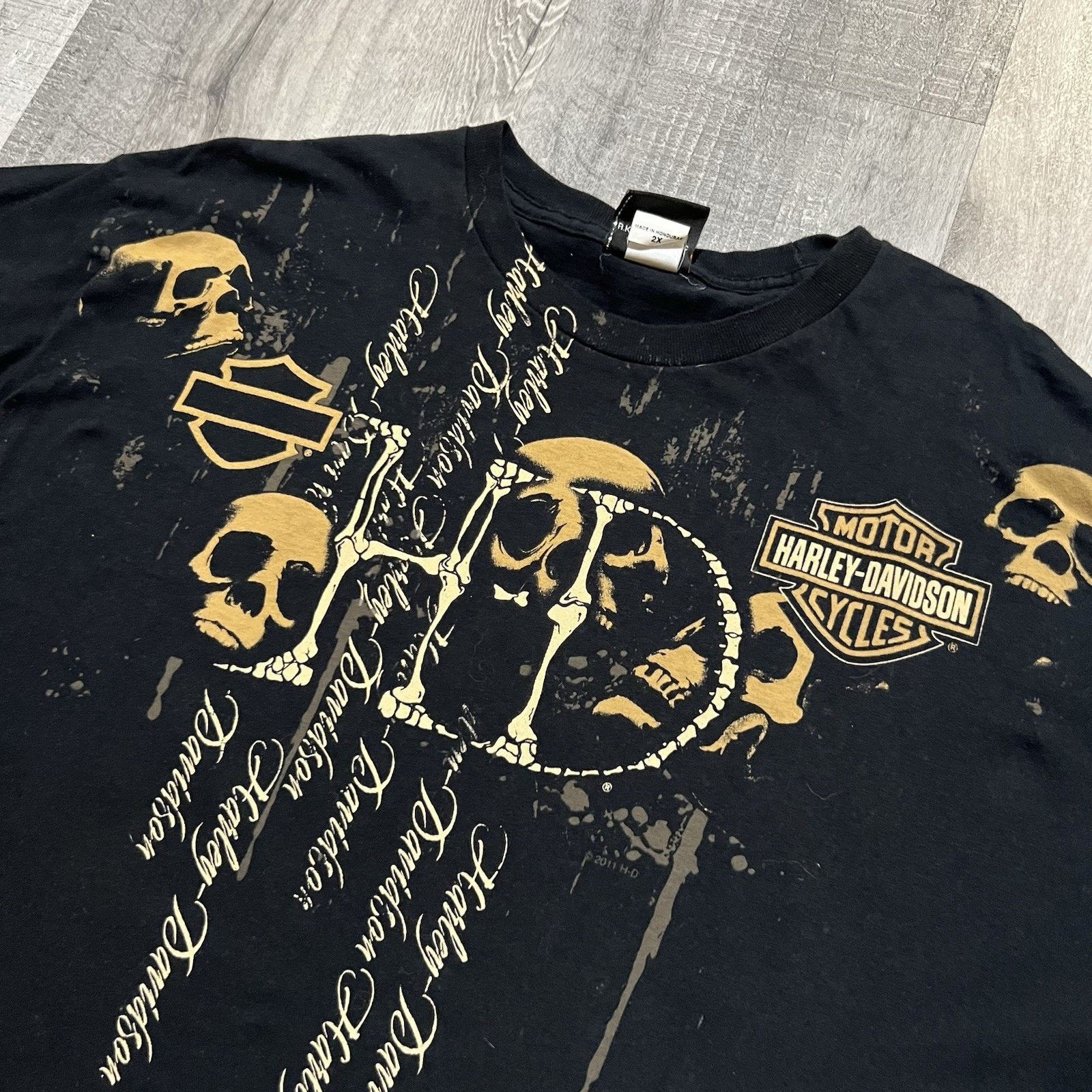 Harley Davidson VTG Harley Davidson Black Skull Print Las Vegas Biker Shirt Size US XXL / EU 58 / 5 - 3 Thumbnail
