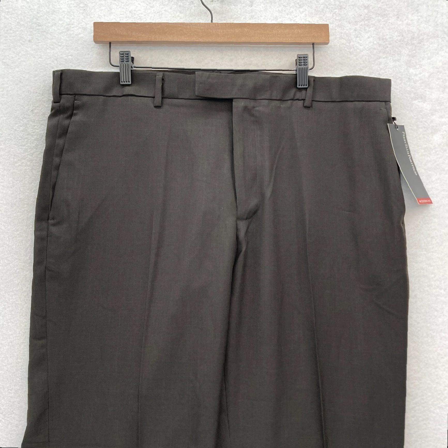Perry Ellis Perry Ellis Portfolio Dress Pants Mens 38x30 Brown Straight Leg Modern Fit NWT Size US 38 / EU 54 - 2 Thumbnail
