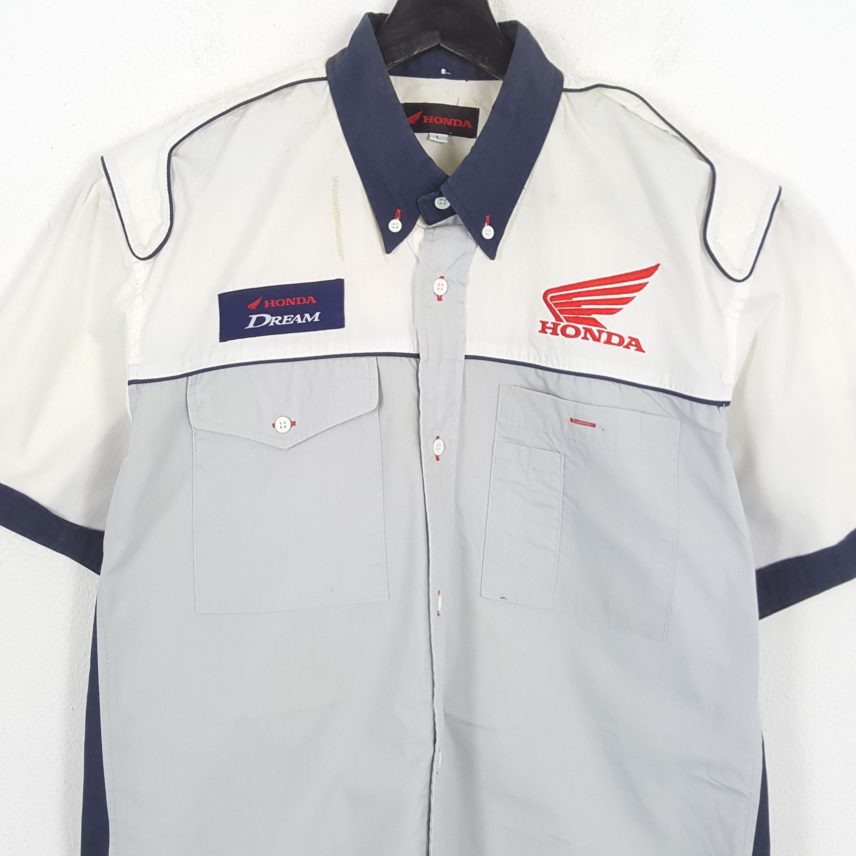 Honda × Vintage HONDA DREAM Japanese Motorsports Workwear Shirt Size US L / EU 52-54 / 3 - 4 Thumbnail