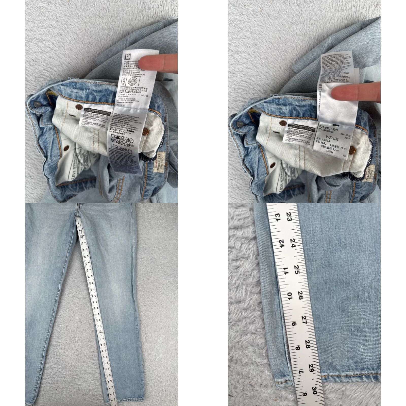 Levi's Levis Jeans Adult 30 Blue Denim Slim Fit Big E 511 Cotton Premium 30x32 Size US 30 / EU 46 - 8 Thumbnail