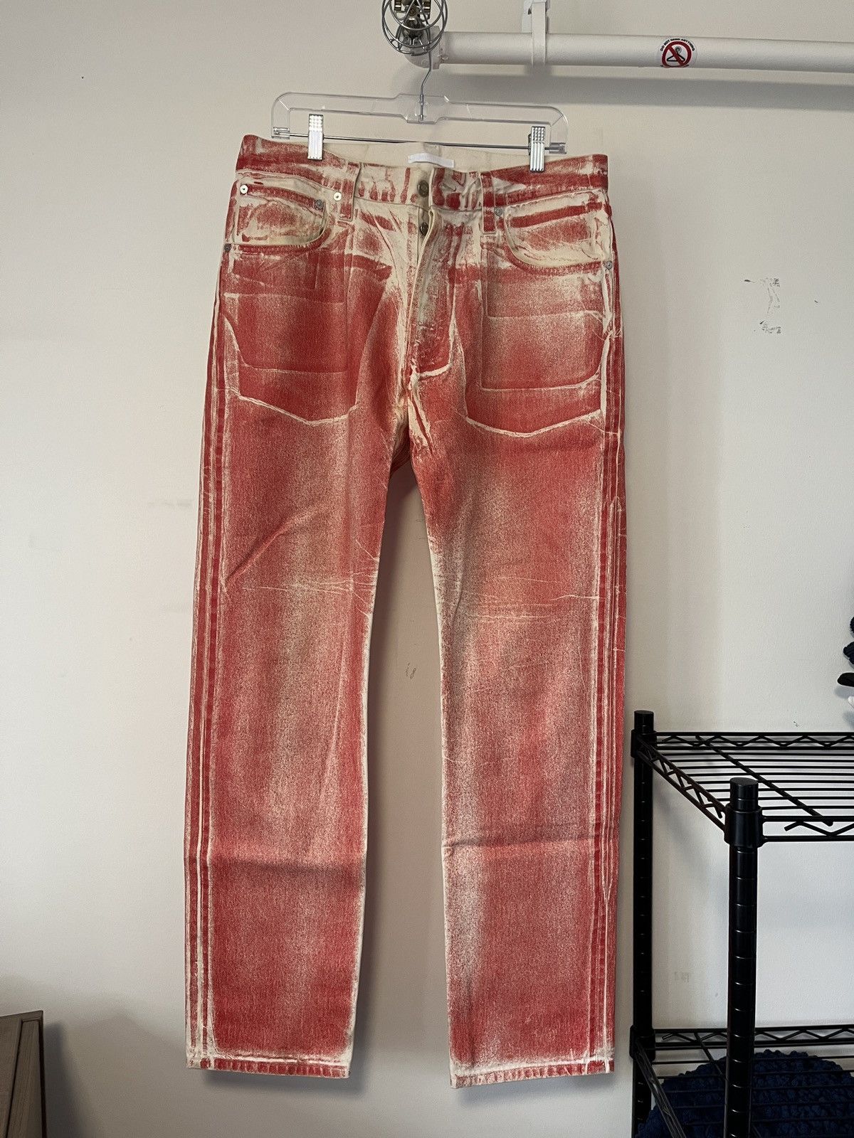 image of Helmut Lang Masc Straight Jeans in Red, Men's (Size 34)