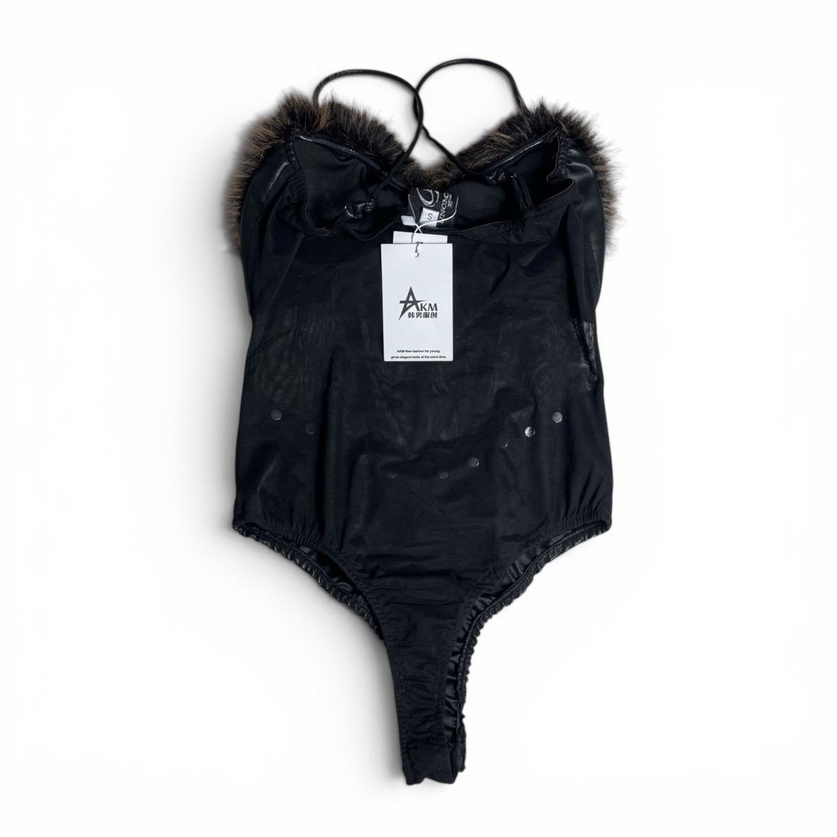 Other Futuristic Faux Fur Leather Corset Bodysuit Silver Hardware Size XS / US 0-2 / IT 36-38 - 4 Thumbnail