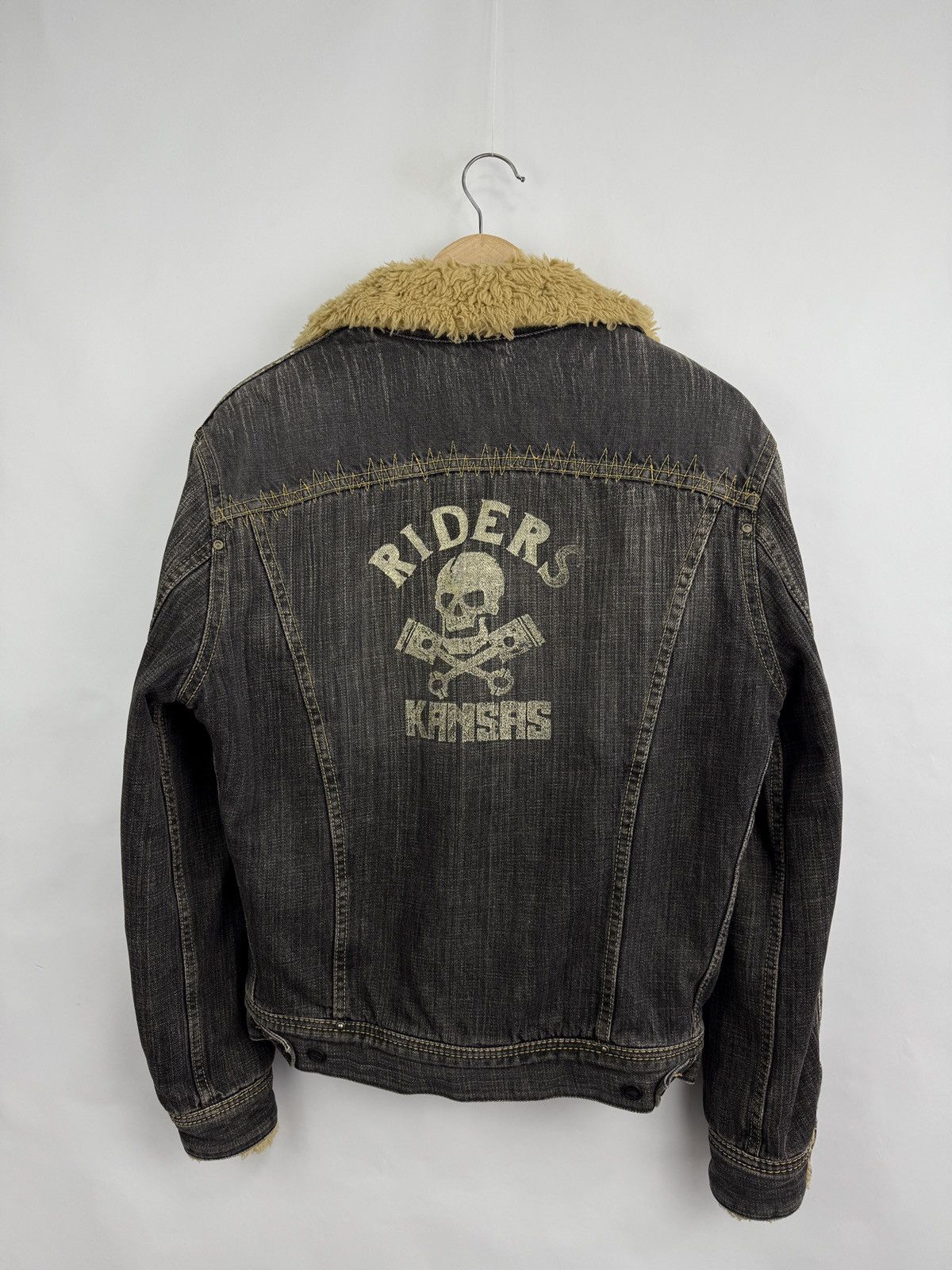 Lee 🇺🇸 Vintage 90s Lee Riders Kansas Sherpa Furry Slim Jacket Y2K Size US L / EU 52-54 / 3 - 12 Thumbnail
