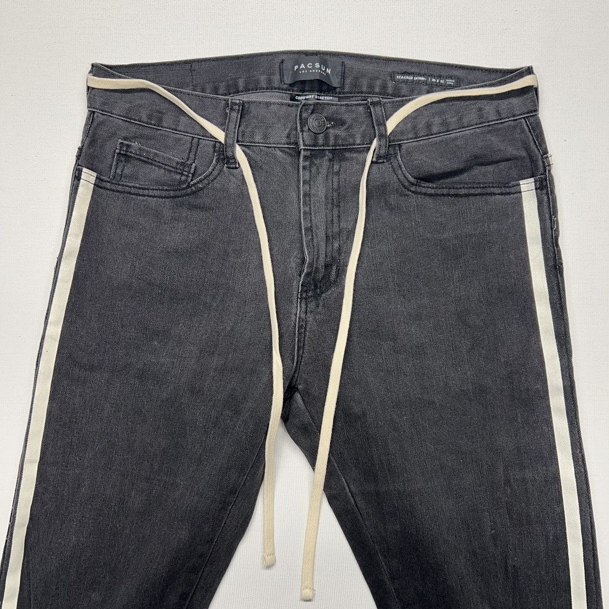 Pacsun Pacsun Jeans Black Stacked Skinny Drawstring Zip Side Stripe Size US 30 / EU 46 - 5 Thumbnail