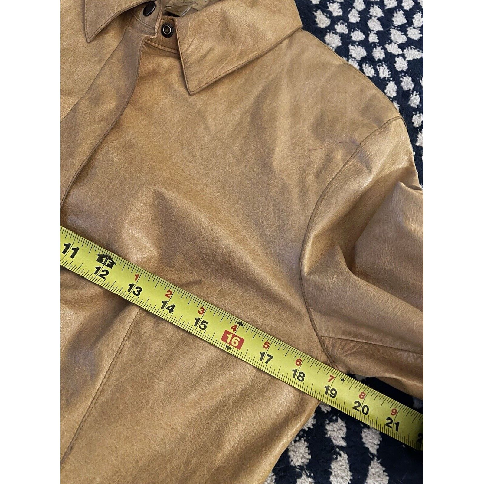Vintage VTG Caslon Tan Brown Leather Snap Collared Jacket M Size M / US 6-8 / IT 42-44 - 7 Thumbnail