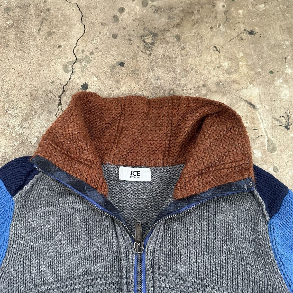 Iceberg Iceberg jeans vintage zip sweater patchwork hand knit Size US L / EU 52-54 / 3 - 6 Thumbnail