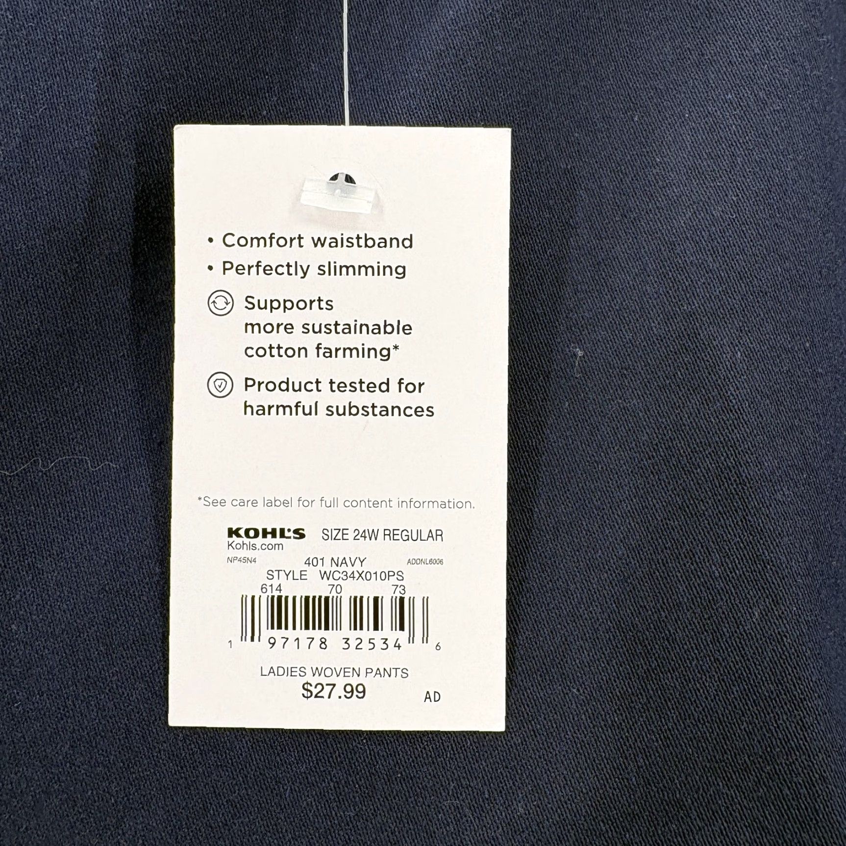 Croft & Barrow Croft & Barrow Pants Womens 24W Navy Effortless Stretch Capri Comfort Waist NWT Size 42" / US 20 - 4 Thumbnail
