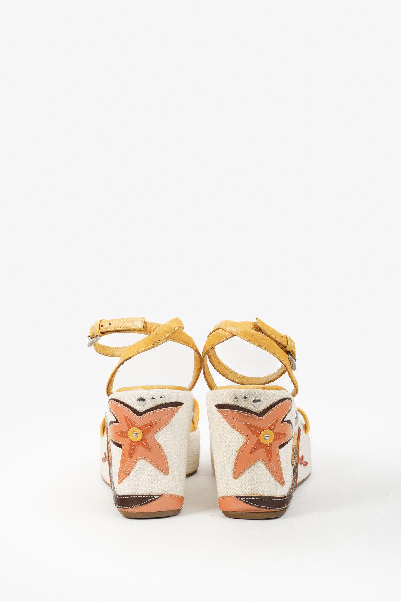 Prada Prada Yellow Platform Beach Theme Espadrille Sandals Size US 10.5 / IT 40.5 - 3 Thumbnail