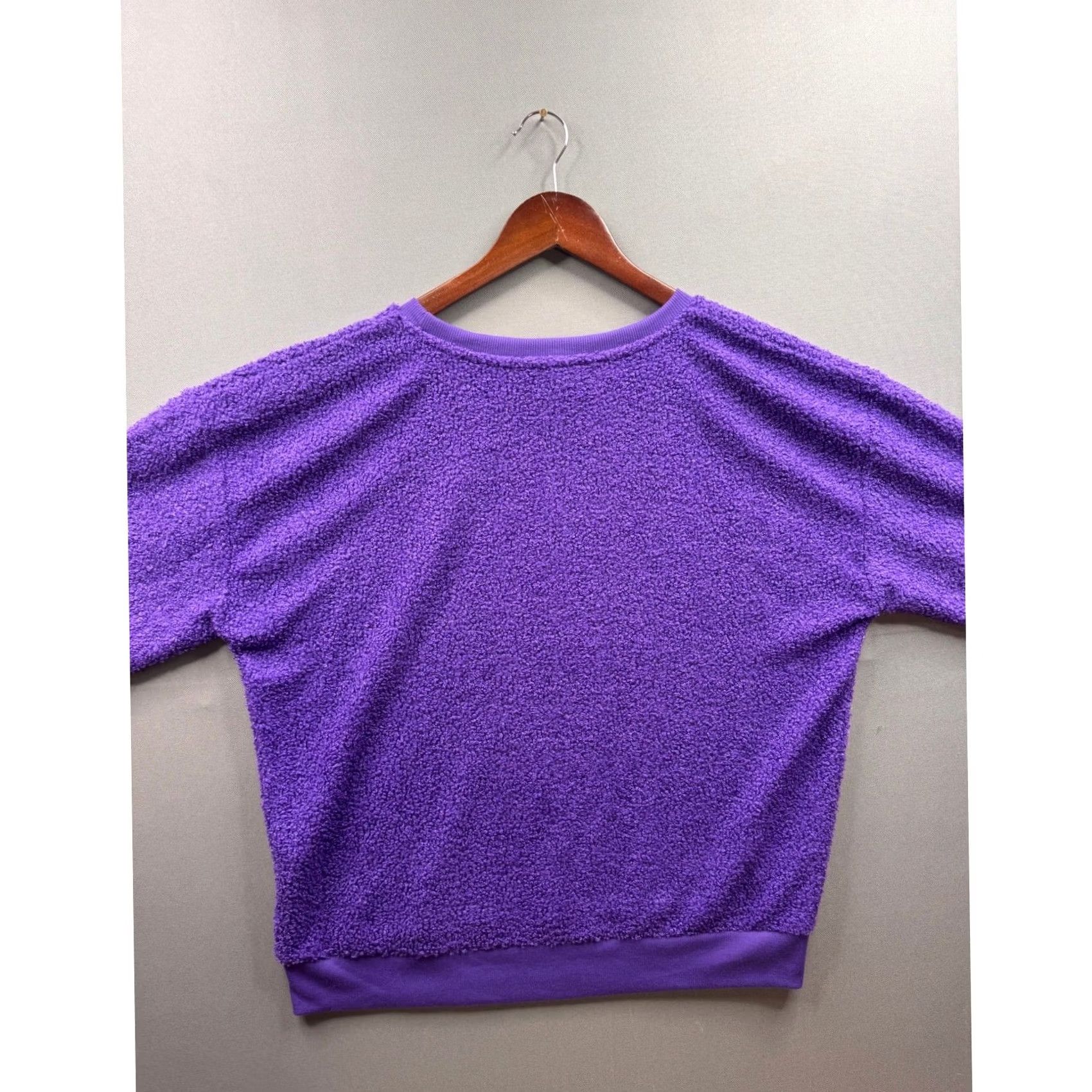 Vintage New York & Company Sweatshirt Womens Purple Boucle Sherpa Pullover Large NWT Size L / US 10 / IT 46 - 5 Thumbnail