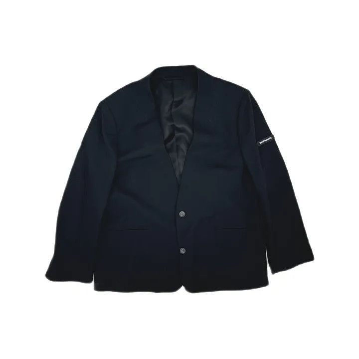 Balenciaga Balenciaga Black Logo Lapel Blazer Women's 0079-2507 Size M / US 6-8 / IT 42-44 - 2 Thumbnail