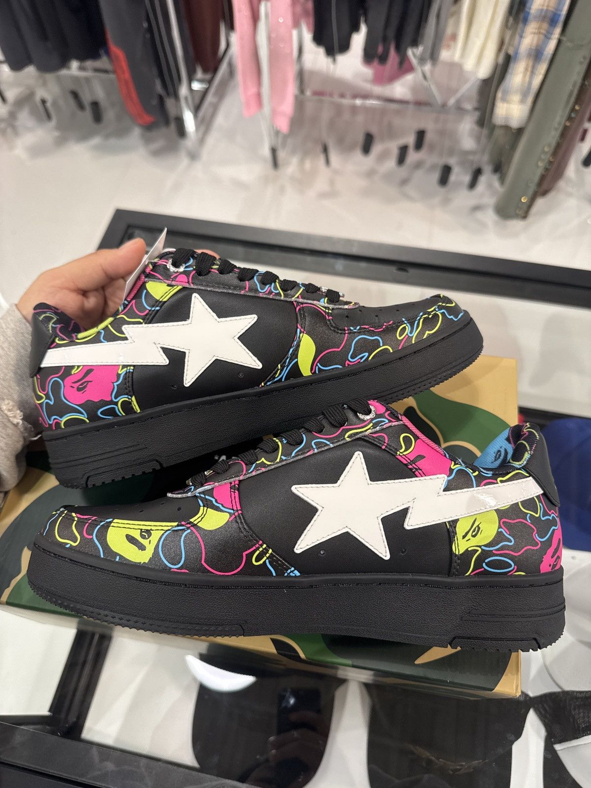 Bape Bape Complexcon Black/Multi Color Bapestas Size US 9 / EU 42 - 2 Thumbnail