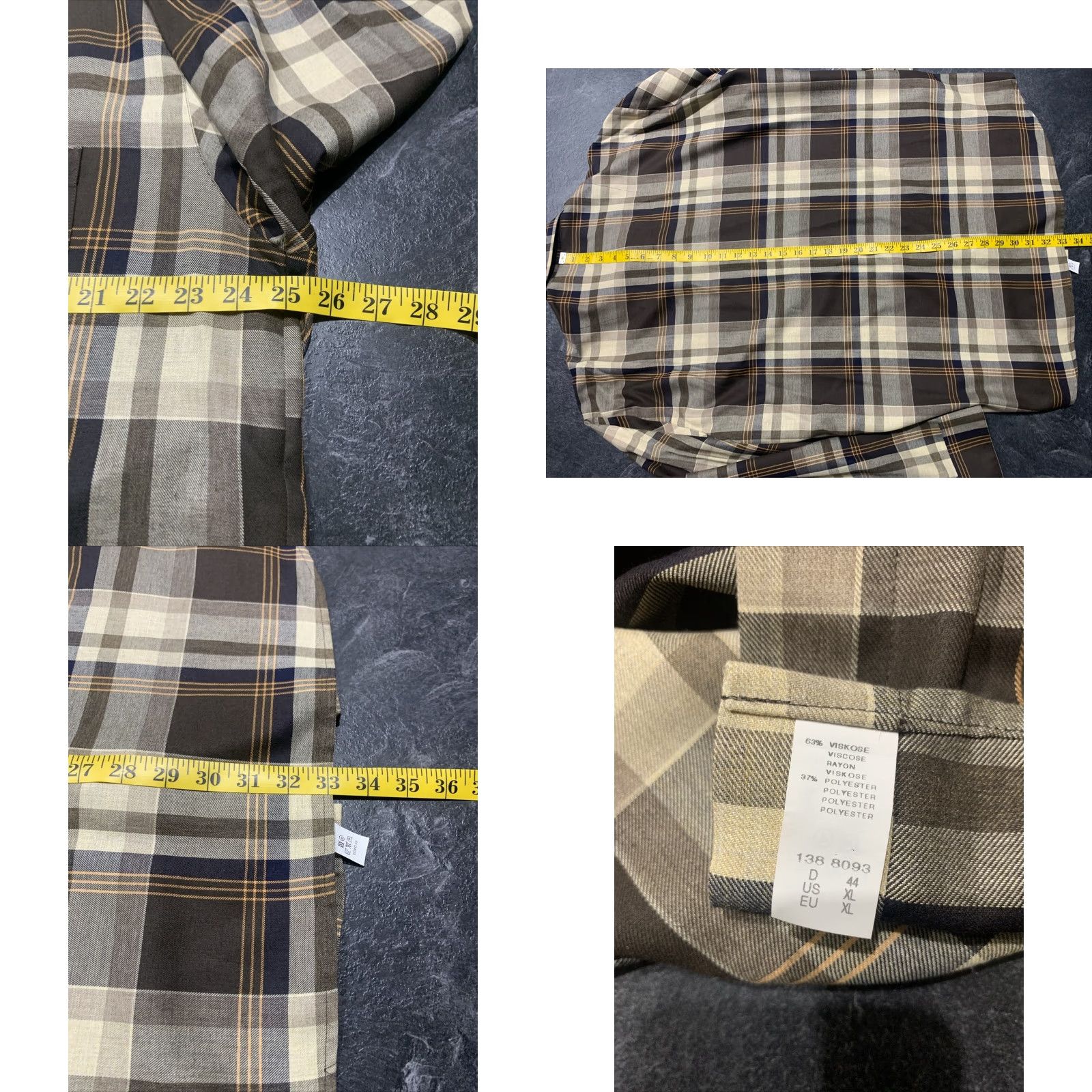 Vintage Haupt Men's Long Sleeve Button-Up Shirt XL Brown Beige Windowpane Plaid Casual Office Business Size US XL / EU 56 / 4 - 8 Thumbnail