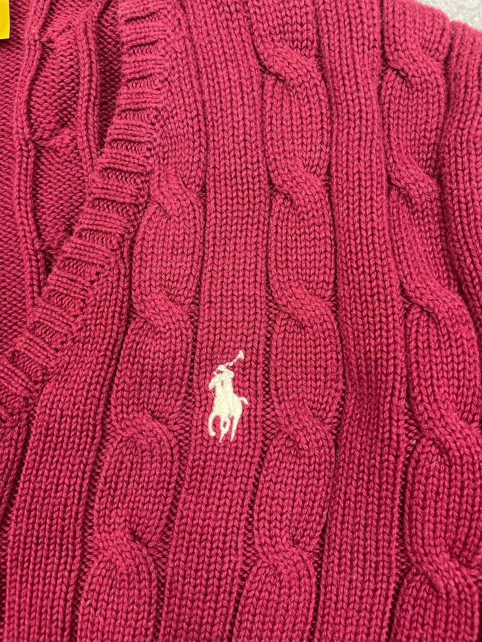 Polo Ralph Lauren Polo Ralph Lauren Women VintageCable Knit Sweater Red V-Neck Size M / US 6-8 / IT 42-44 - 3 Thumbnail