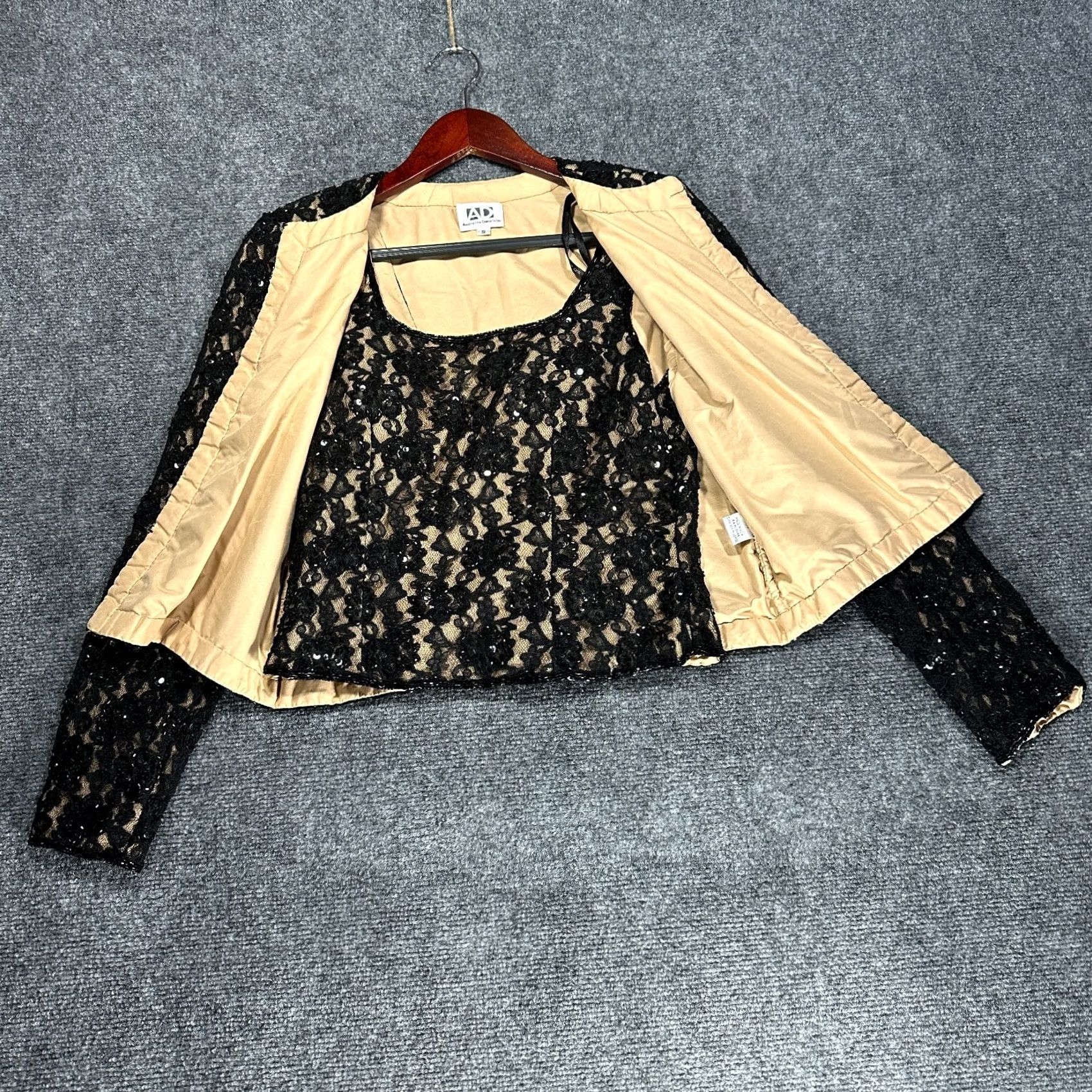 Vintage VINTAGE Andretta Donatello Womens Blazer Jacket Black Sequin Lace Long Sleeve 2 Piece Set S Boys? Size S / US 4 / IT 40 - 2 Thumbnail