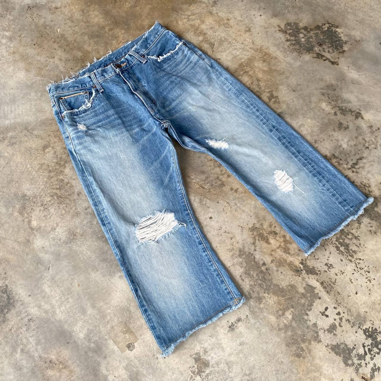 Edwin EDWIN Japan SELVEDGED REWORKED Distressed Shorts Frayed Hem Size US 30 / EU 46 - 2 Thumbnail