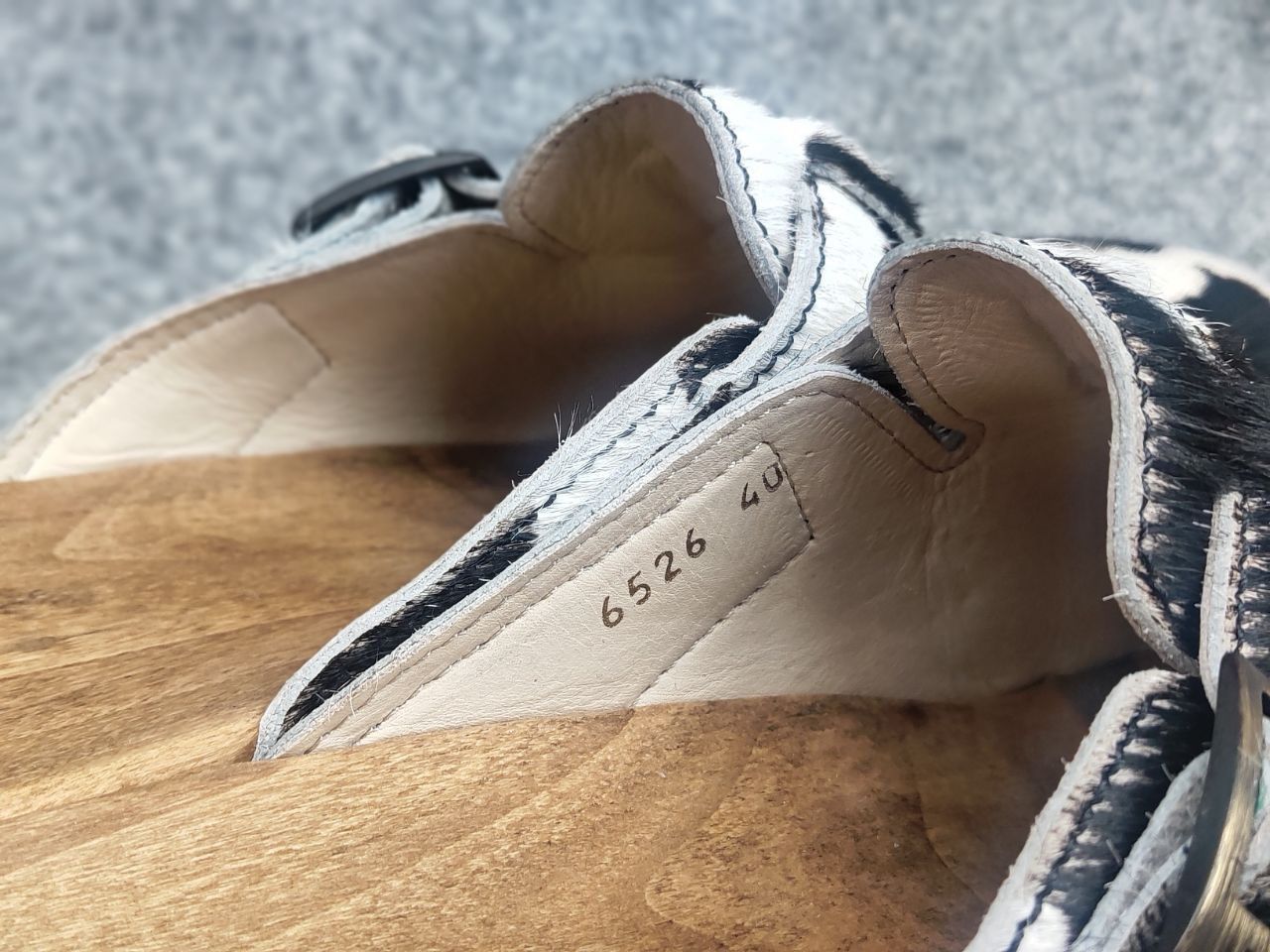 Woody Design Manu Fur W' Leather cowhide Clogs mules Shoes