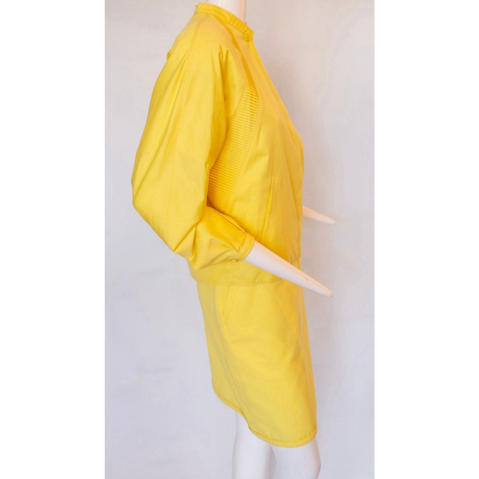 Versace VTG Gianni Versace Canary Yellow 100% Cotton Skirt & Jacket Size 28" / US 6 / IT 42 - 9 Thumbnail