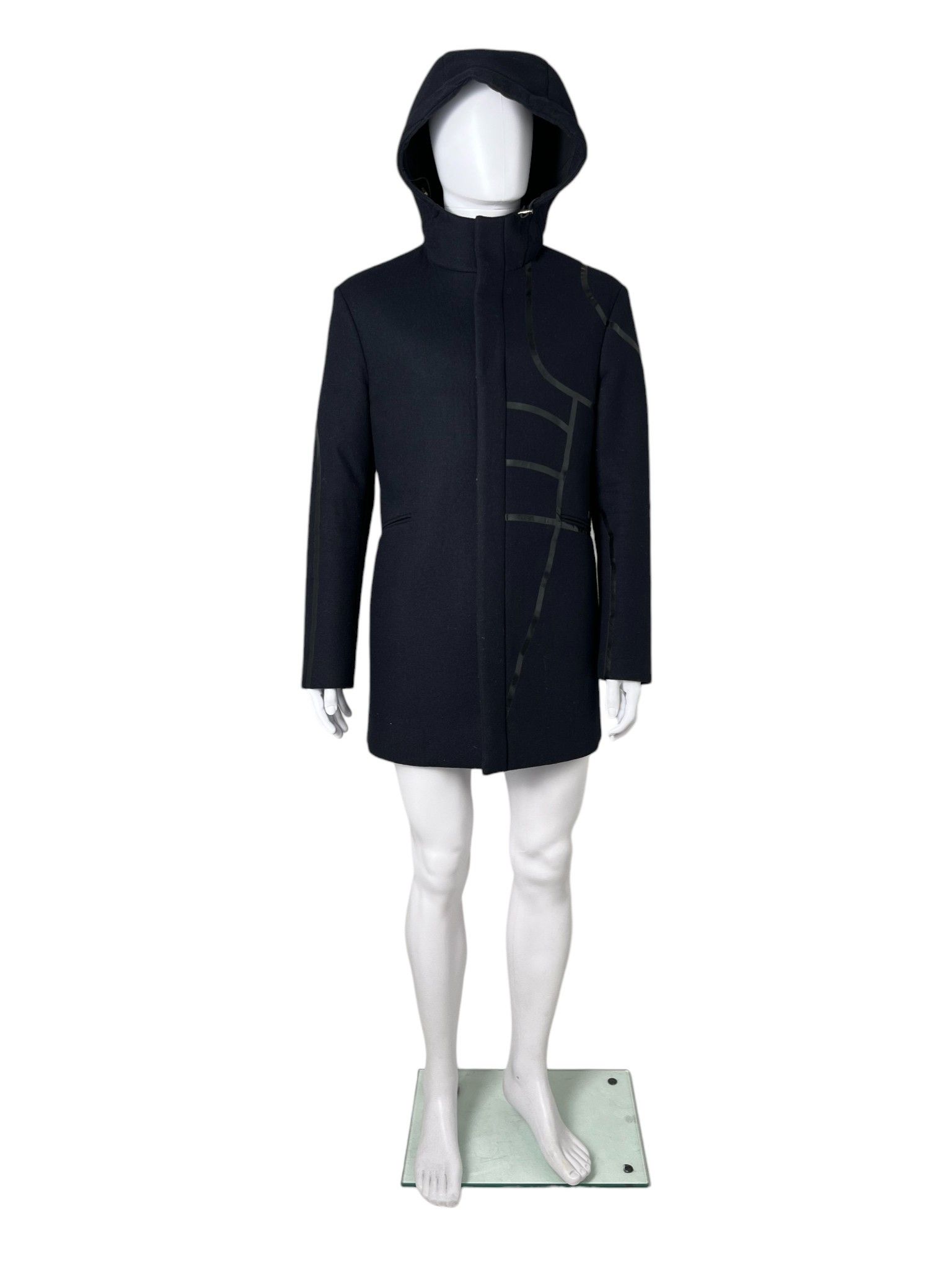 Dirk Bikkembergs 2010's Blue Wool Hooded Parka Size US L / EU 52-54 / 3 - 5 Thumbnail