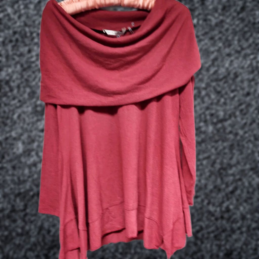 Soft Surroundings Soft Surroundings Womens Tunic Top Petite Medium Pink Cowl Neck Asymmetric Size M / US 6-8 / IT 42-44 - 1 Thumbnail