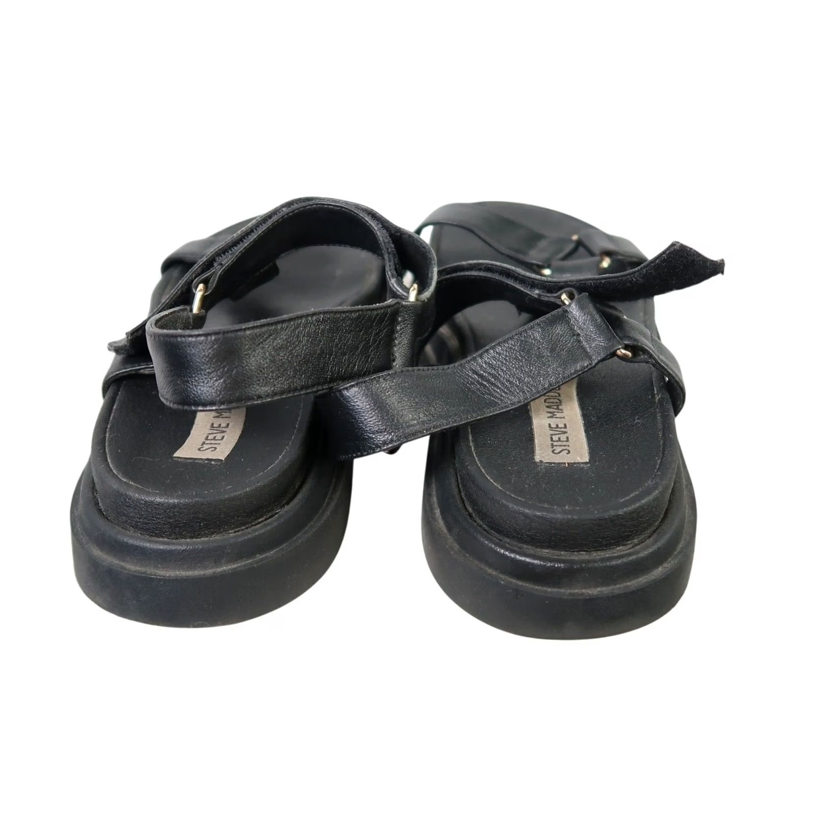 Steve Madden Steve Madden Matina Black Leather Flatform Strappy Sandals 10 Women Sandal Black Flatform Strappy Adjustable Strap 10 Women Size US 10 / IT 40 - 6 Thumbnail