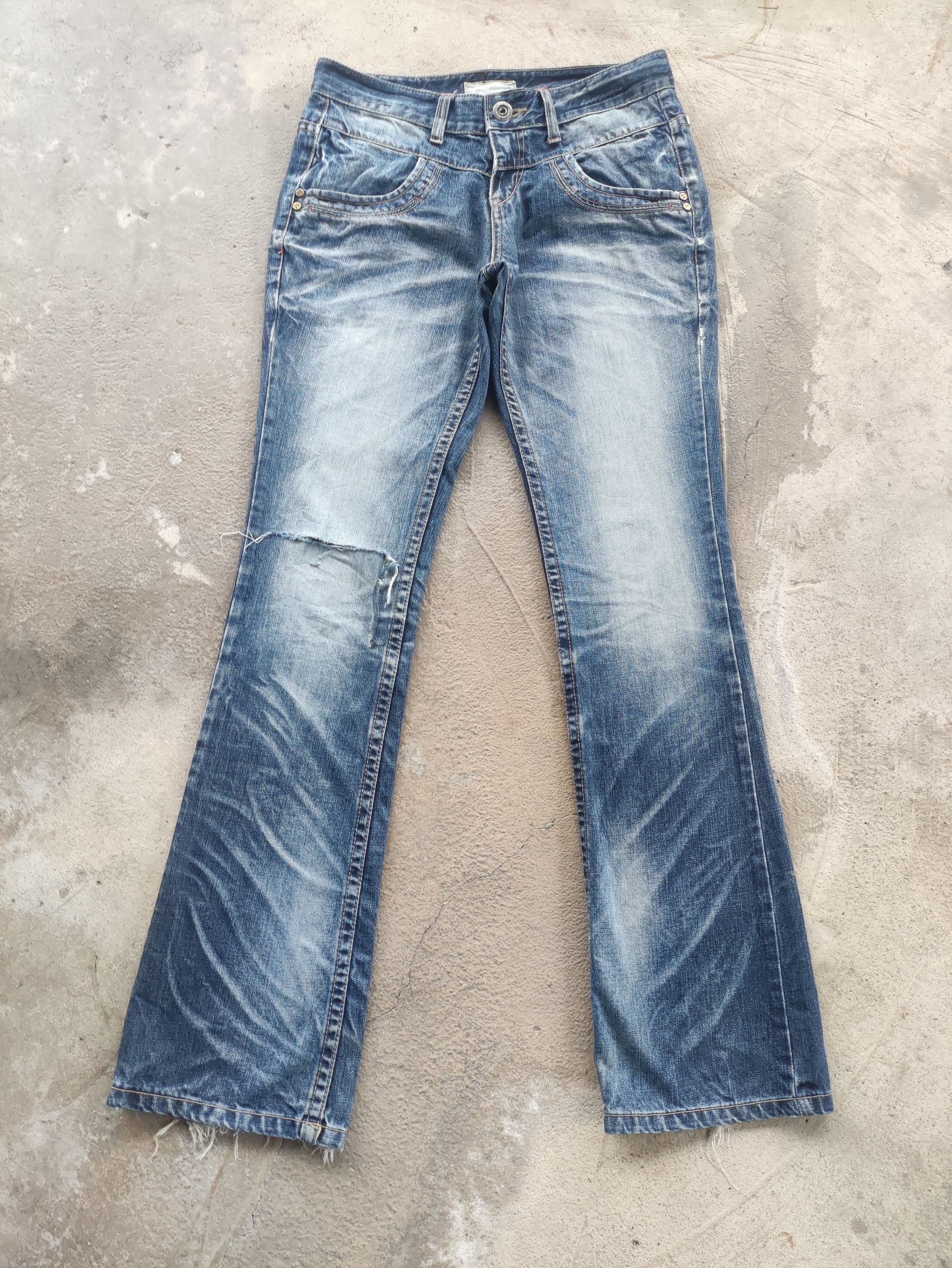 Japanese Brand Vintage Lolita Beast Flare Denim Distressed Faded Denim Size 32" / US 10 / IT 46 - 1 Thumbnail