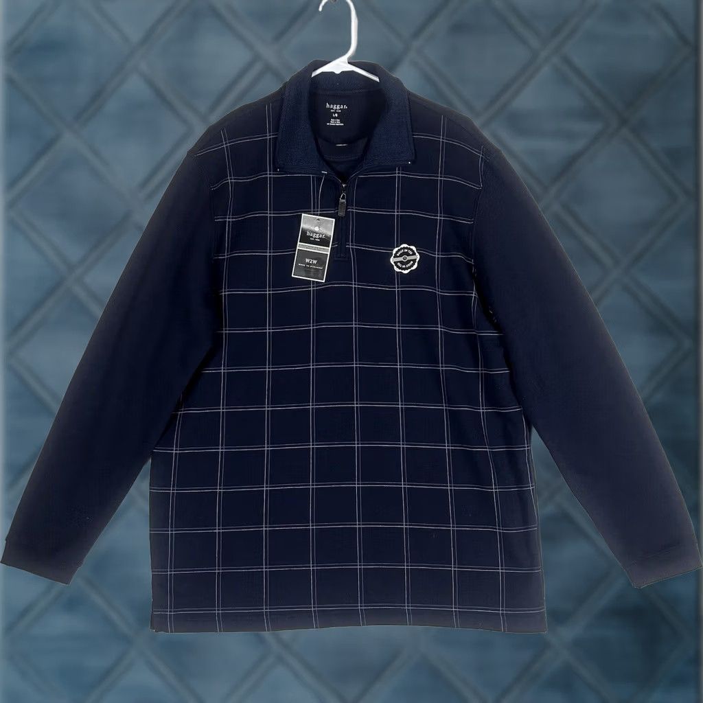 Haggar Haggar Polo Shirt Long Sleeve Men L Blue Solid Button-Down Collar 2 in 1—New with Tags Size US L / EU 52-54 / 3 - 1 Thumbnail