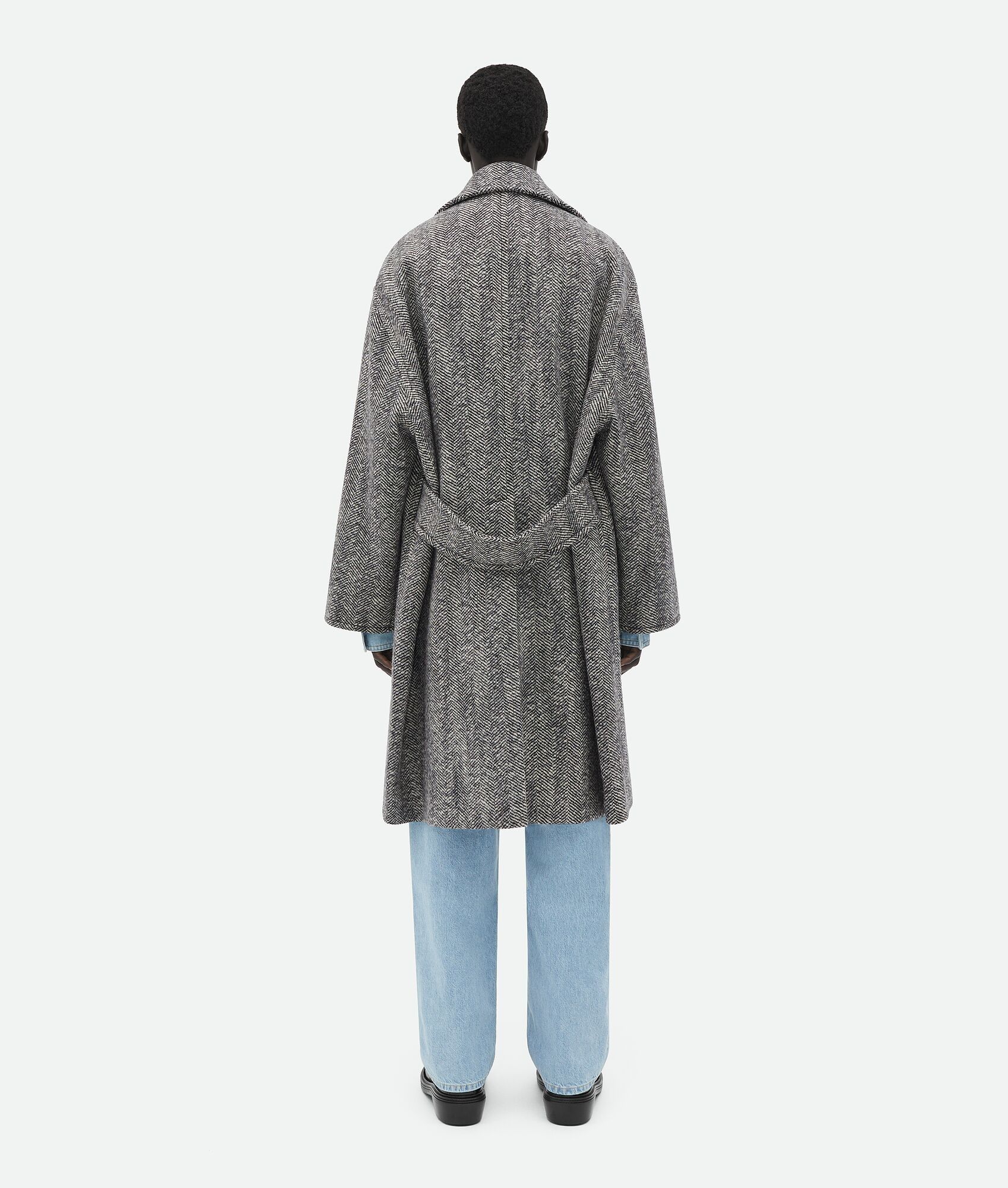 Bottega Veneta o1loc1c0125 748804 Felted Wool Chevron Coat in Black/White Size US M / EU 48-50 / 2 - 3 Thumbnail